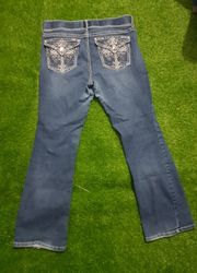 Flared embroidery jeans