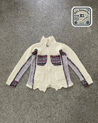 Upcycled Knitwork Patch Zip Jacket