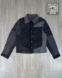 Upcycled Patchwork Black Denim Jacket