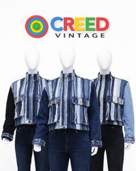 CR1189 Creed Vintage Upcycled Stripe Denimjacke