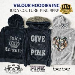 Premium Embellished Juicy Couture Hoodies Inc Pink