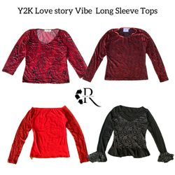 Y2K Love Story Vibe Long Sleeve Tops RW-..