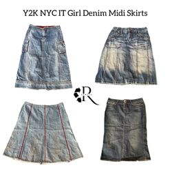 Y2K NYC IT Girl Denim Midi Skirts RW- 1531