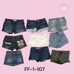 High-Waist Denim Mini Shorts with Raw He..