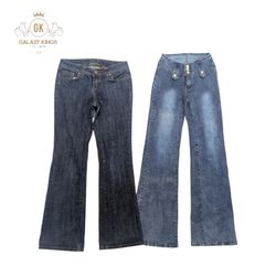 Y2K bestickte Flare-Jeans