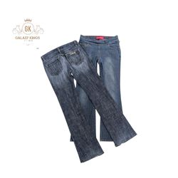 Y2K bestickte Schlagjeans