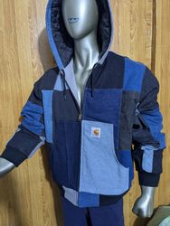 Giacca con cappuccio in denim Carhartt upcycle mul..