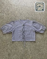 Upcycled Plaid Lace-Up Blouse