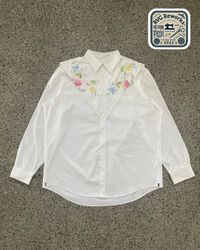 Upcycled Embroidered Yoke Button-Down Shirt
