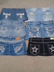 HD1341 Jupes micro mini en denim recyclé Y2K pour ..