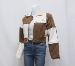 CR1199 Upcycled Patchwork Cropped Jacket