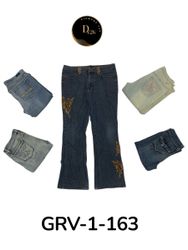 Calças Jeans Flare de Denim Bordadas Vintage Y2K (..