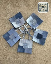Sac tote en denim patchwork