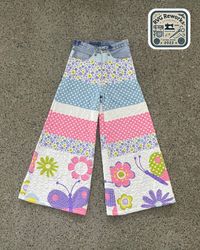 Upcycled Quilted Wide Leg Pants