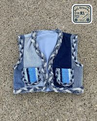 Veste en patchwork de denim tressé recyclé