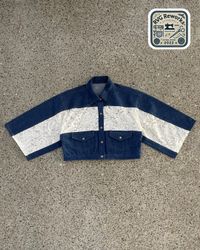 Upcycled Denim Lace Cropped Jacket