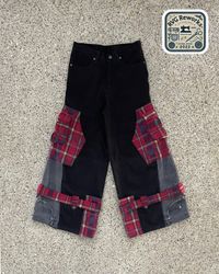 Pantalons en patchwork cargo à carreaux recyclés