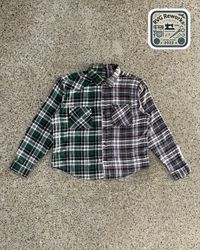 Upcycled Split Check Flannel Shirt