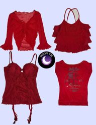 Y2K Romantic Red Tops mix