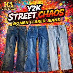 Jeans en denim flair chaotique rue Y2K
