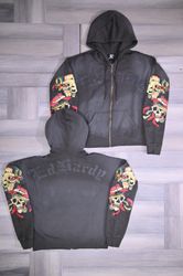 Ed Hardy Skulls Sunfade Grey Men's Zipper Hoodies,..