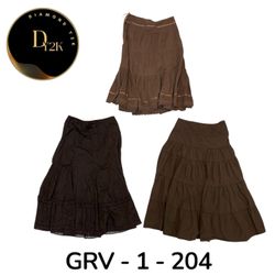 Brown Printed Cotton Skirt for Women – Casual & El..