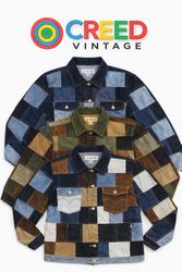 CR1208 Upcycled Checkboard Denim Jacket