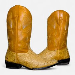 SA#403 Vintage Cowboy Boots • with exotic skin lea..