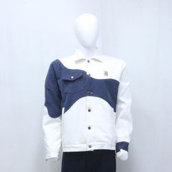 CR1208 Upcycled Color-Block Denim Jacket