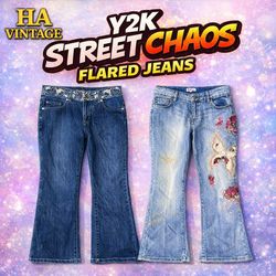 Y2K Street Chaotic Flared Denim Jeans