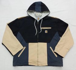CR1232 Upcycled Carhartt Colour-Block Hooded Jacke..