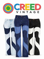 CR1235  Upcycled Wave Panel Denim Jeans