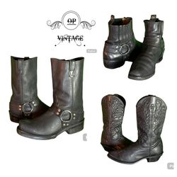 Op vintage 153 Black Branded Cowboy Boots