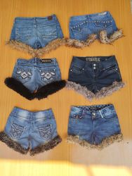 Mini shorts à bord en fourrure pour femmes