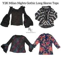 Y2K Milan Night Gothic Long Sleeve Tops RE-2759