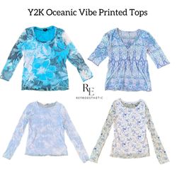Y2K Oceanic Vibe bedruckte Langarmoberteile RE-276..