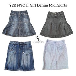 Jupes midi en denim Y2K NYC IT Girl RE-2762
