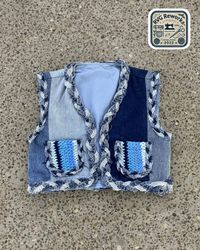 Colete de Retalhos de Denim Trançado Reciclado