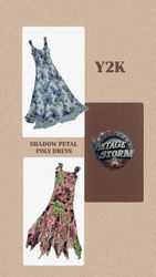 Y2K Shadow Petal Poly Dress