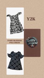 Y2K Ivory Blossom Poly Dress