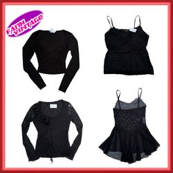 Black Marry Y2K Vintge Top Skirt and Dress Set (FV..