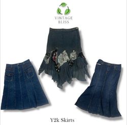 Y2k Denim Flared Long Skirts