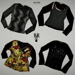 Y2K All Black Rave Full Sleeve Mesh Tops (AA-676)