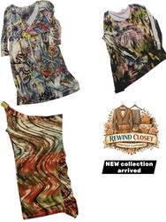 Vintage Y2K Abstract Swirl Print Mesh Top