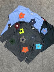 Flowers Upcycle Nike Sweatshirt