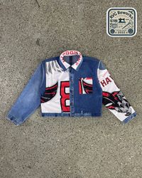 Upcycled Varsity Denim Cropped Jacket
