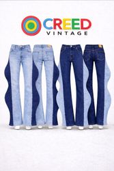 CR1286 Upcycled Denim Sculpted Wave Flare jeans