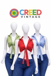 CR1287 Top a cravatta in bandana riciclata