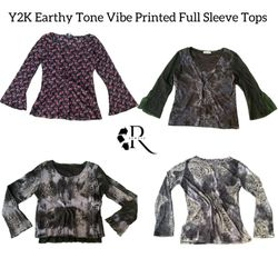 Y2K Earthy Tone Vibe Long Sleeve Tops RW-1549