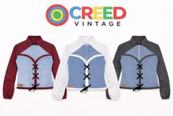 CR1288 Upcycle Denim Corset Collar Top